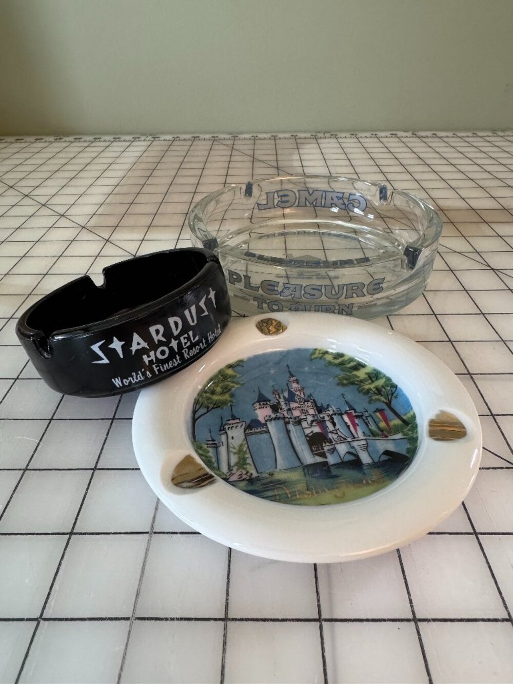 Vintage Disneyland Sleeping Beauty Castle Joe Camel Stardust Ashtray Lot